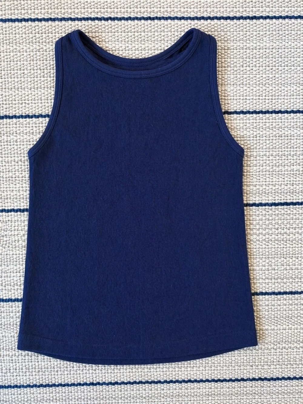 Free People Navy Ribbed Tank Top - Sleeveless Scoop Neck